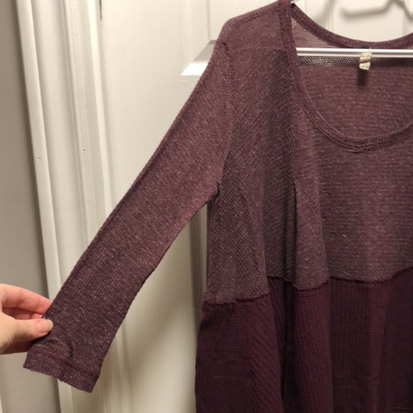 Free People waffle tee 3/4 length sleeve - Picture 3 of 5